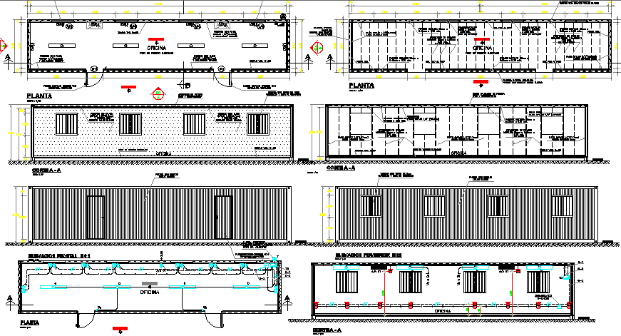 One story corporate office architecture project dwg file