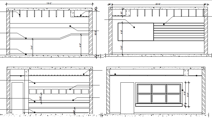 One story corporate office elevation and section details dwg file
