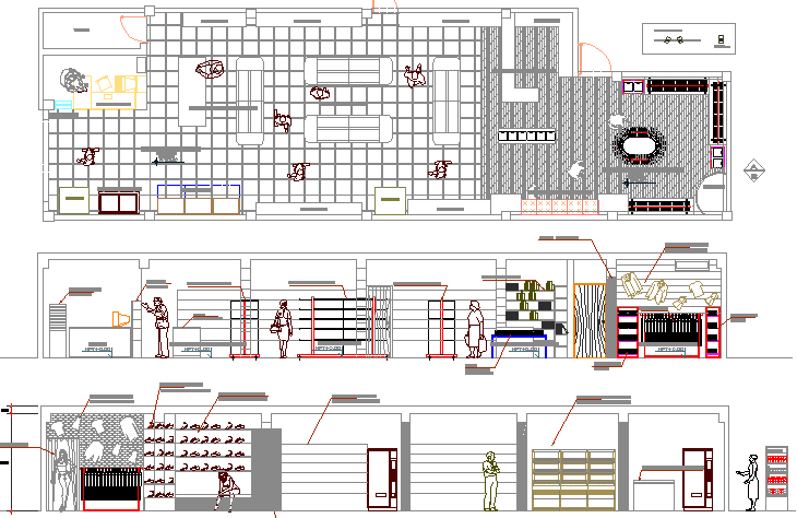 One story mini market auto-cad details dwg file