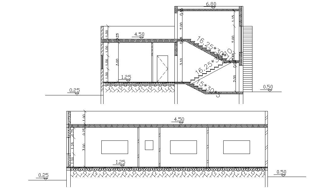 One Storey Section Layout DWG File Download