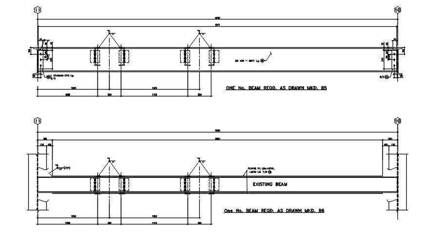 One number of Existing Beam typical section detail AutoCAD file|CADBULL
