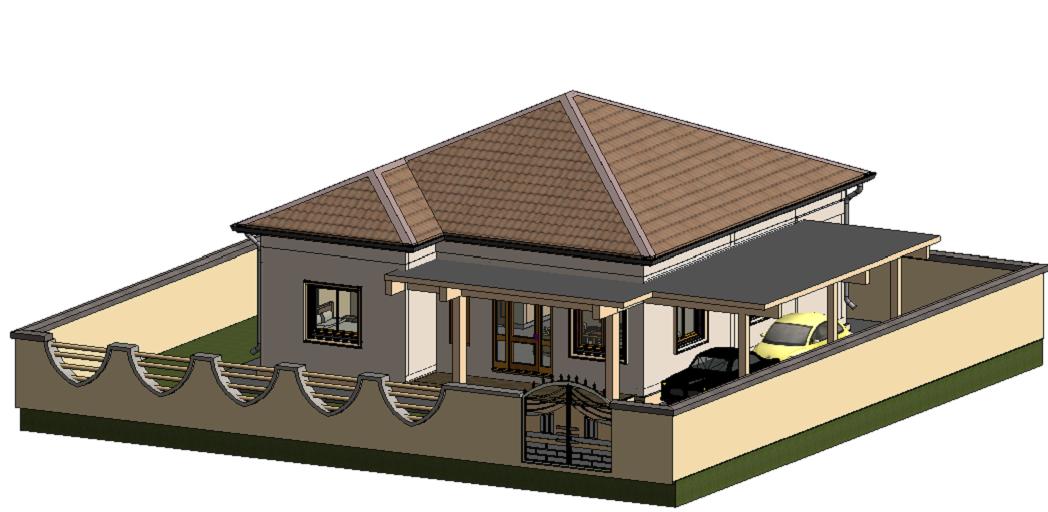 One Story House Revit Residential Building Floor Plan Design File