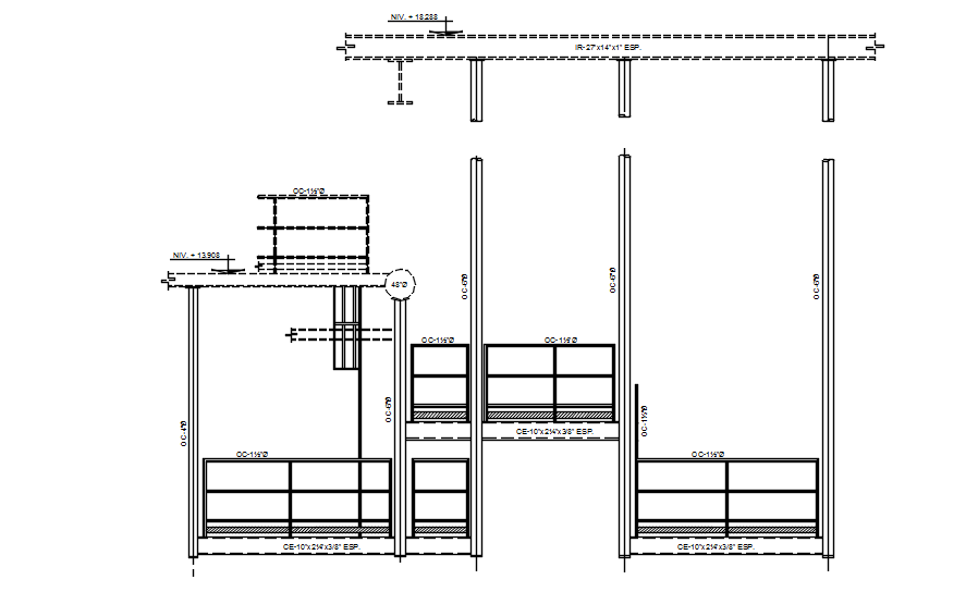 Open wall mounted structure in detail AutoCAD drawing, dwg file, CAD file