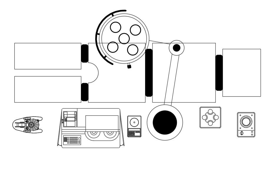 Operation Theater Bed And OT Light Top View Drawing