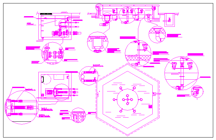 Ornamental fountain and components of public park dwg file