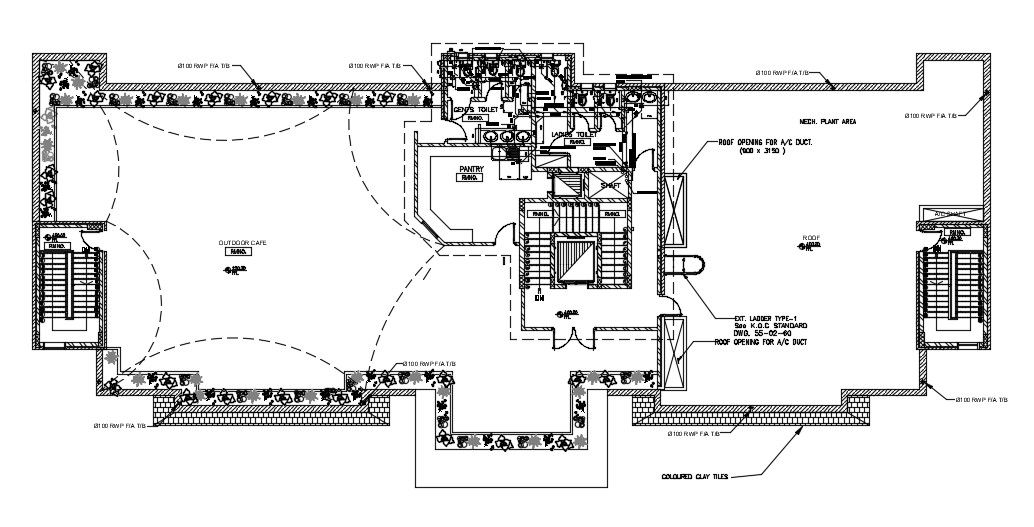 Out Door Open Cafe Design Architecture Layout Plan