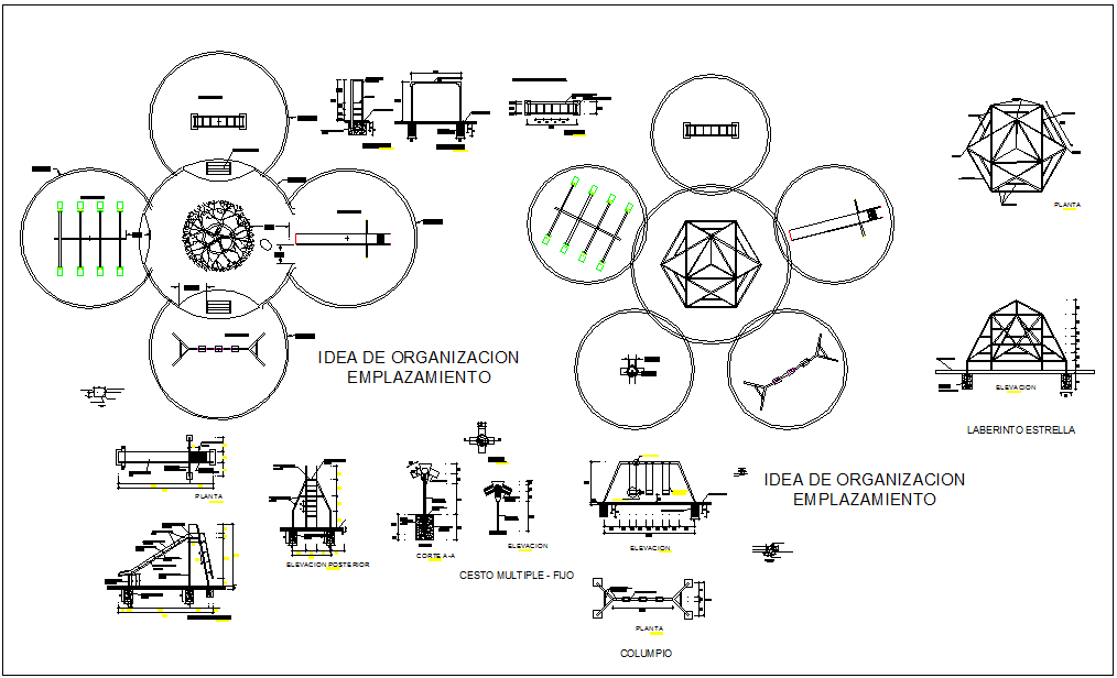 Outdoor multiple games detail dwg file