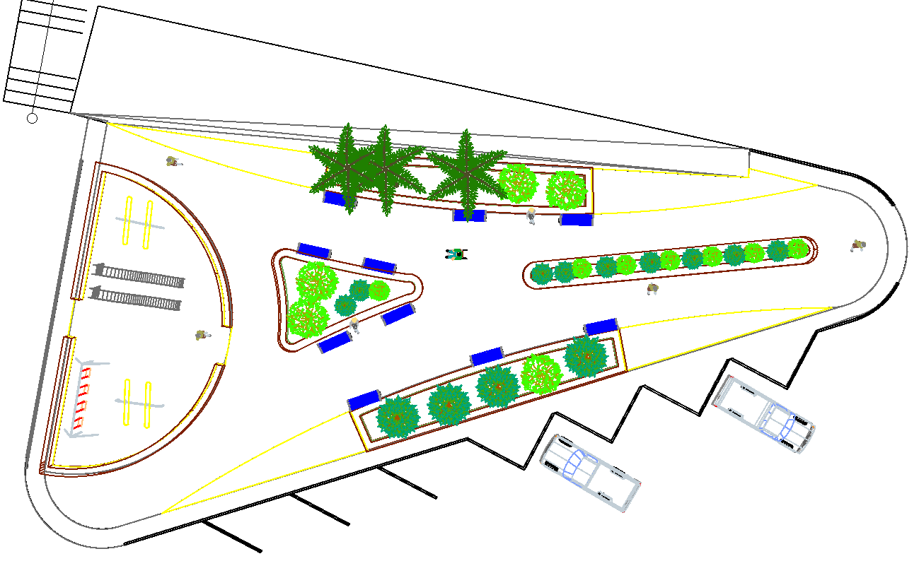 Outdoor Kids Park playground plan view detail dwg file