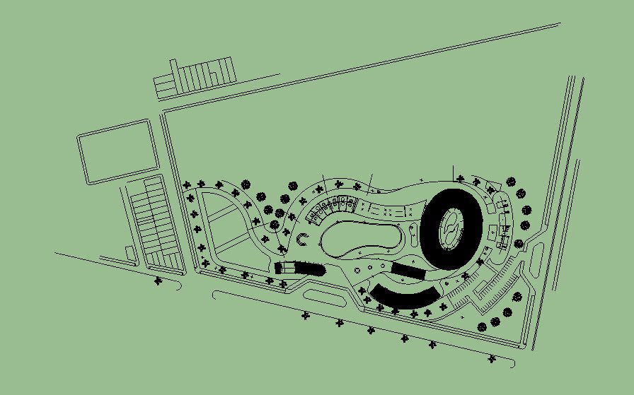 Outdoor club house garden landscaping structure design 3d drawing skp file