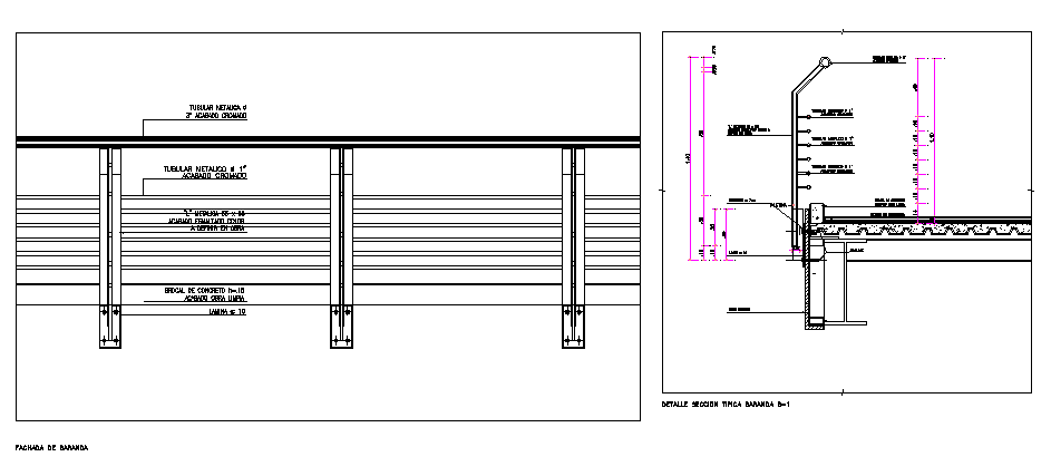 Outdoor railing details of garden dwg file