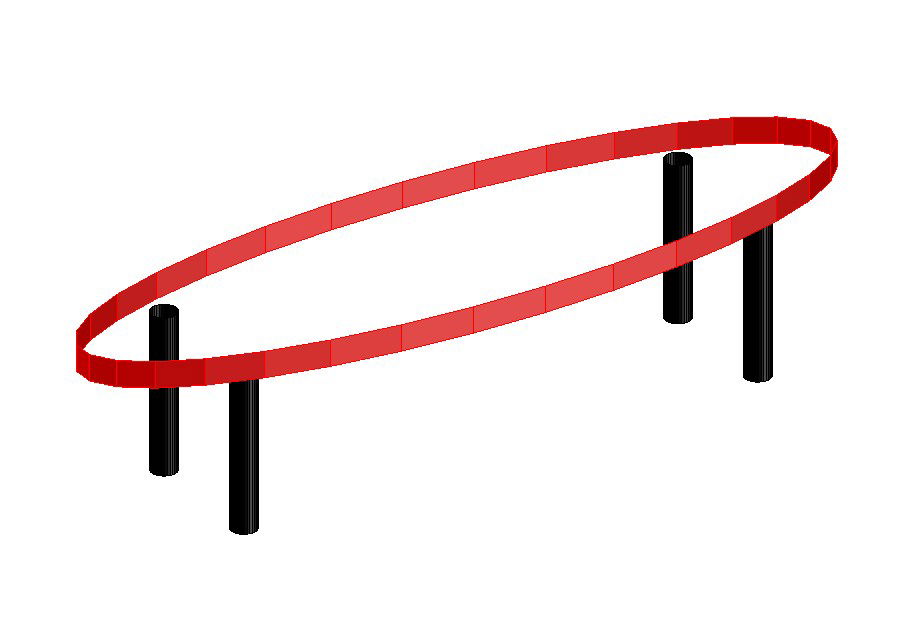 Oval shaped table 3d elevation block cad drawing details dwg file