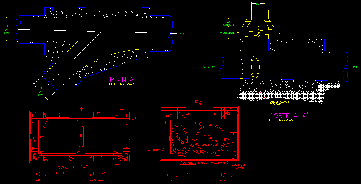 P-trap plan and section layout file