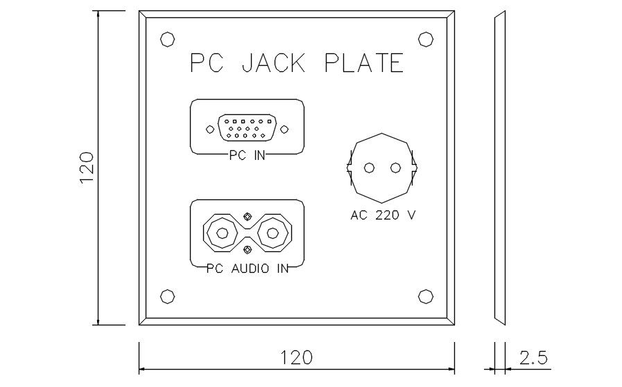 PC jack plate design in detail AutoCAD drawing, dwg file, CAD file