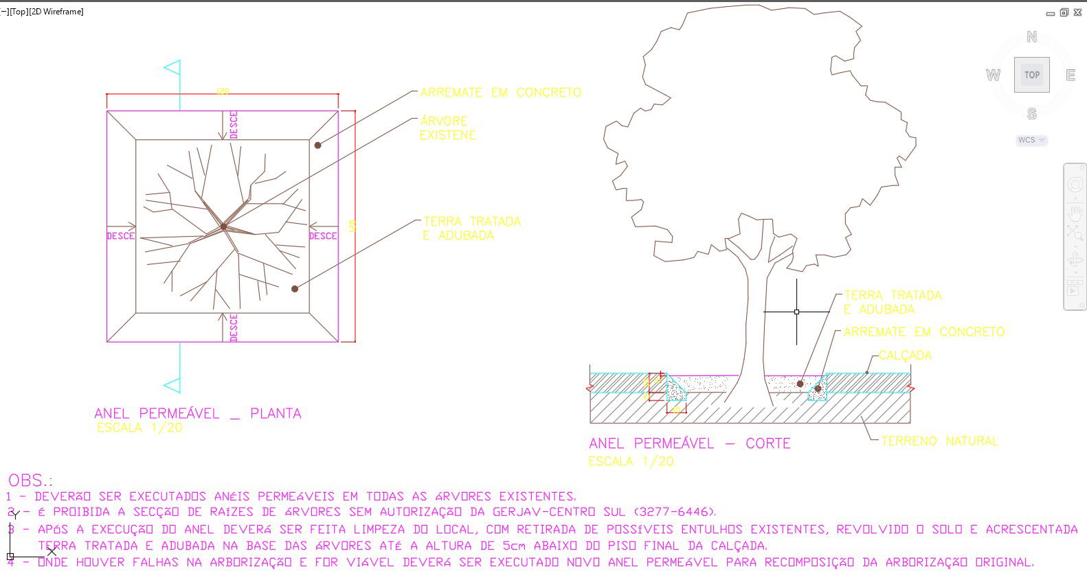 PERMEABLE RING design around the tree in AutoCAD 2D drawing, CAD file, dwg file