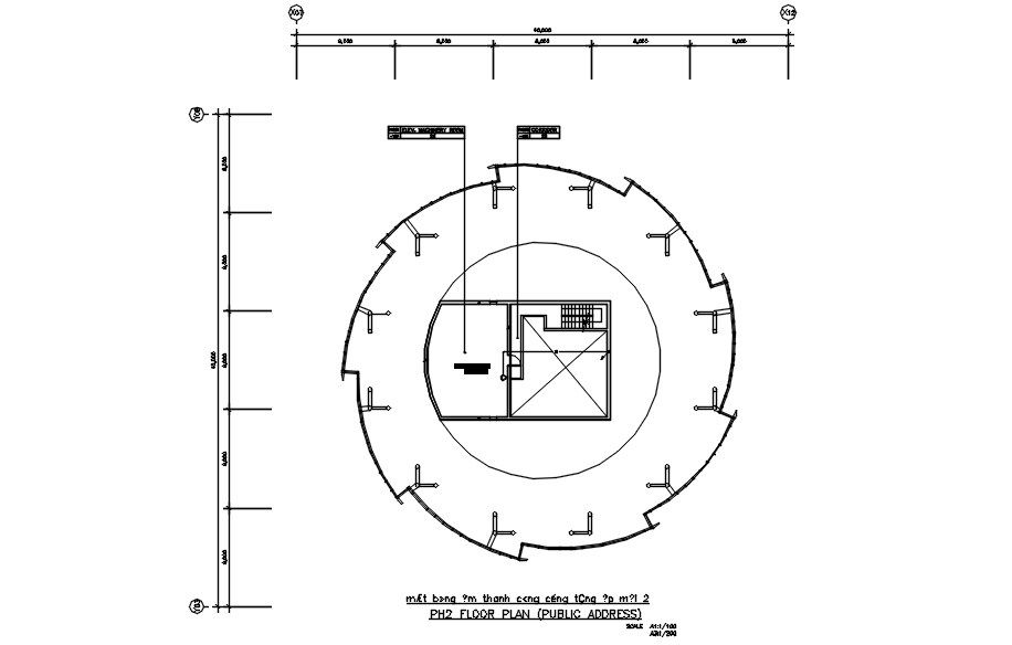 PH2 floor plan of public address in detail AutoCAD drawing, dwg file, CAD file