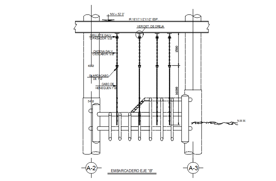 PIER AXIS "B" design in detail AutoCAD drawing, dwg file, CAD file
