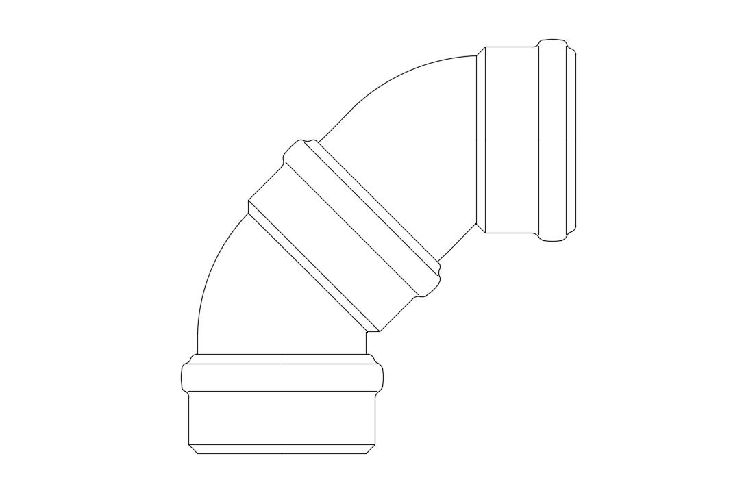 PVC Pipe Elbow CAD Drawing