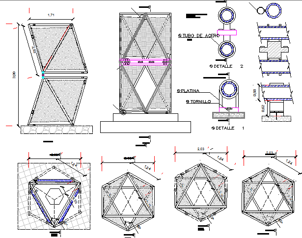 PVC pipes and fabric module details dwg file