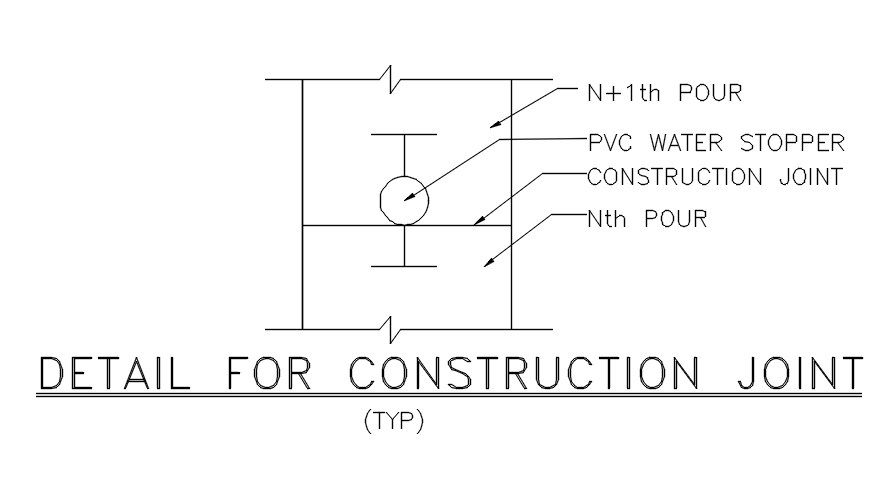 PVC Water Stopper Section Drawing Free Download DWG File