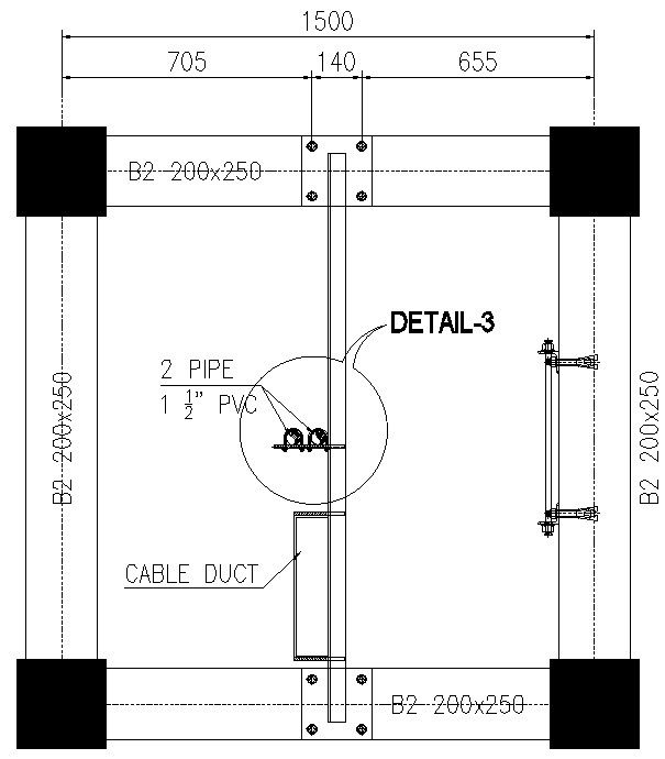 PVC pipe and Cable duct details in AutoCAD, dwg file.