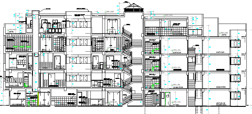 Pacific clinic health center architecture sectional view dwg file