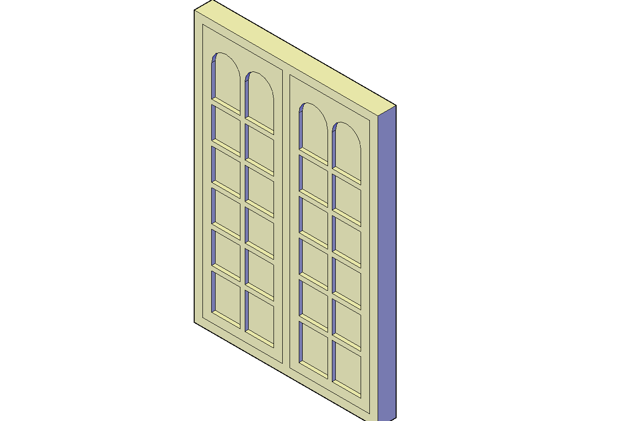 Panelled window plan detail dwg file.