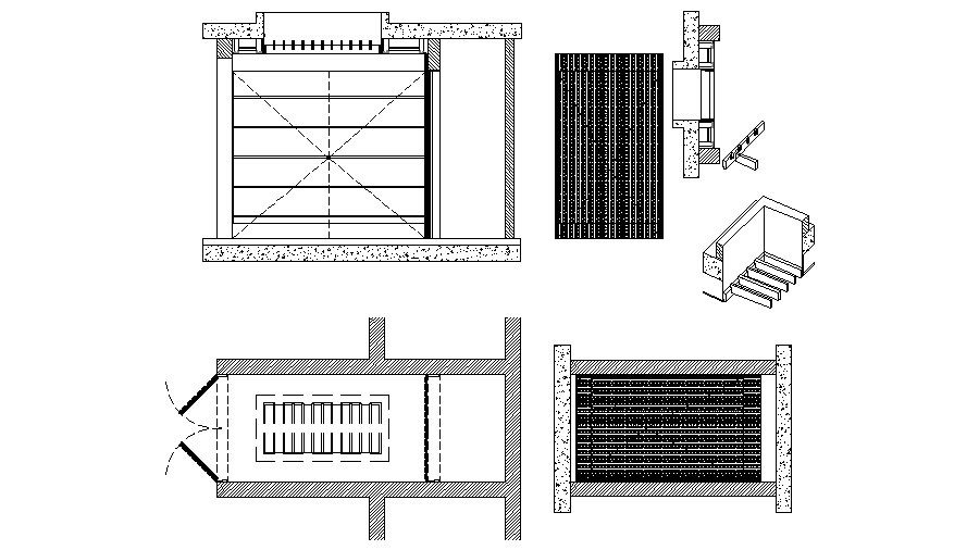 Panic quarter staircase construction and window details dwg file