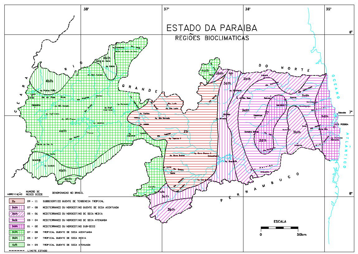 Paraíba State Brazil MAP CAD Drawing