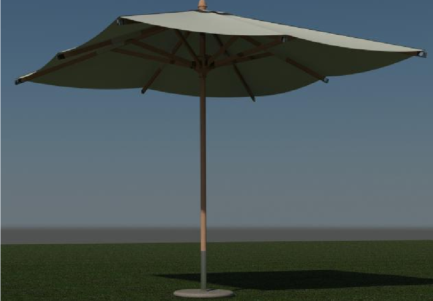 Parasol with free standing base of garden design dwg file