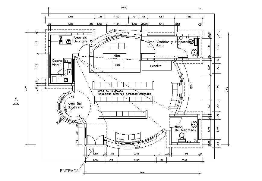 Parishioners Floor Plan AutoCAD Drawing Download DWG File