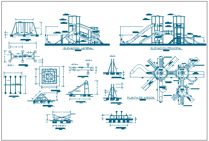 Park garden outdoor kid playing equipment detail view dwg file