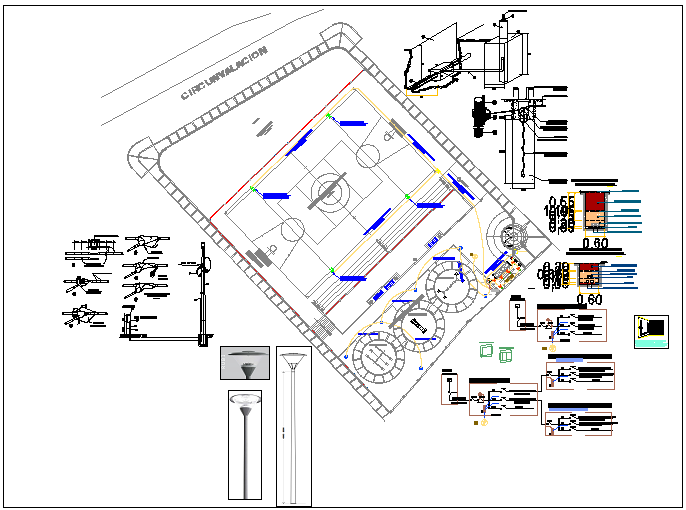 Park garden plan view detail and equipment detail view dwg file