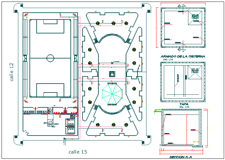 Park garden site plan layout view detail dwg file