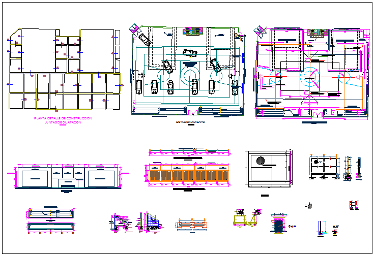 Park plan view detail and parking area detailing dwg file