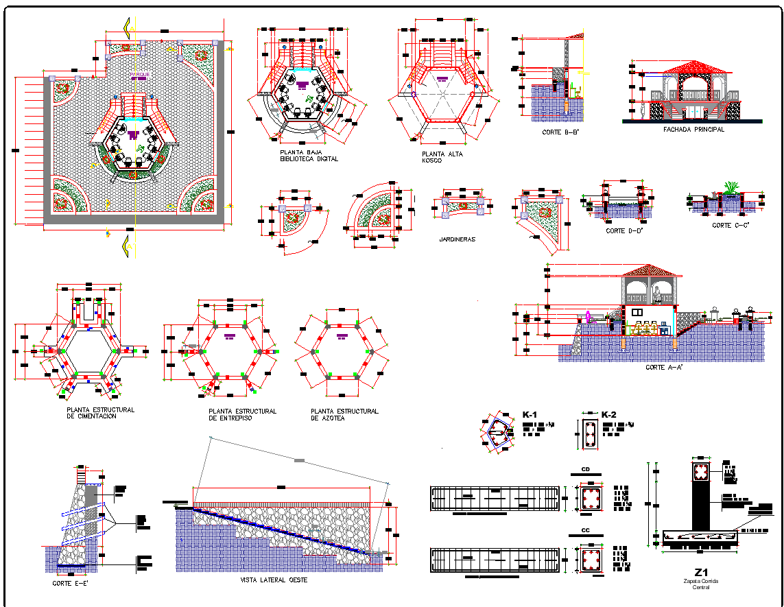 Park plan view detail view dwg file