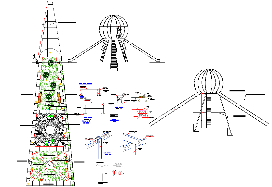 Park site plan layout view detail dwg file