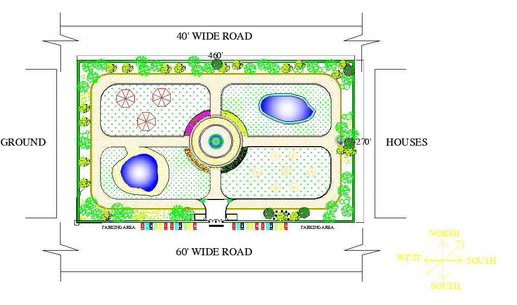 Park Plan And Landscape DWG File