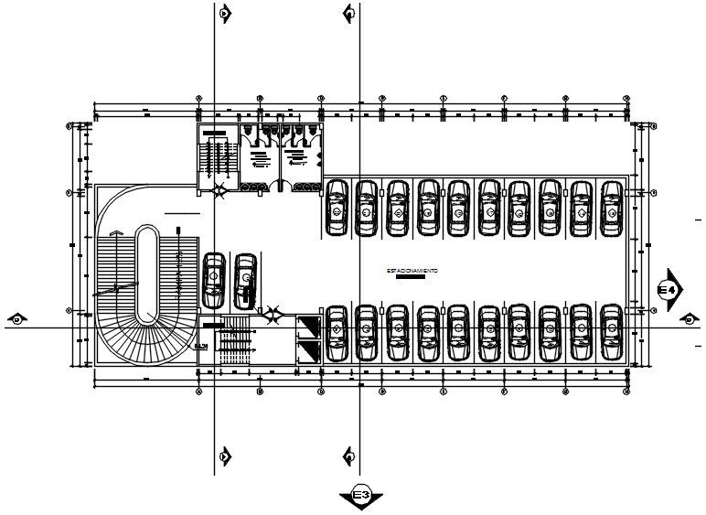 Basement Parking Plan In DWG File