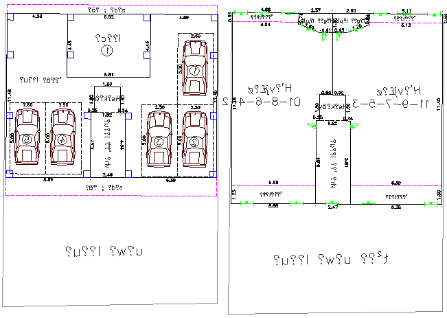 Parking lot of house architecture project dwg file