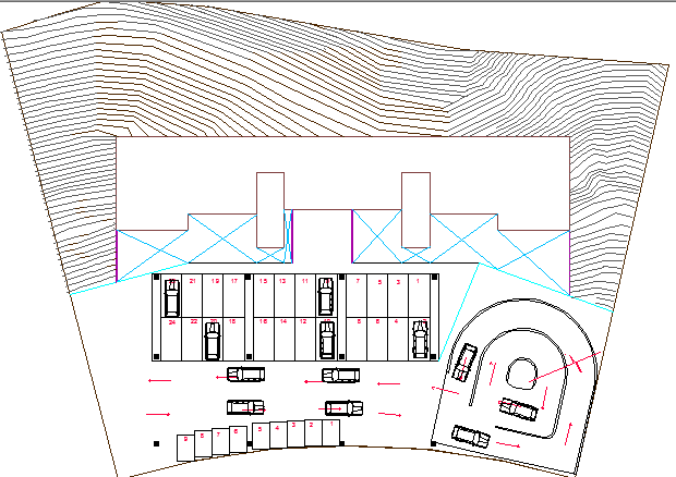 Parking lot of multi-flooring five star hotel dwg file