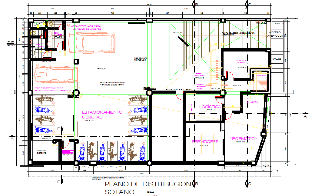 Parking plan and office working plan detail dwg file