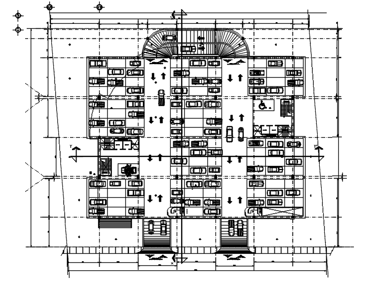 Parking plan of the office building with detail dimension in dwg file