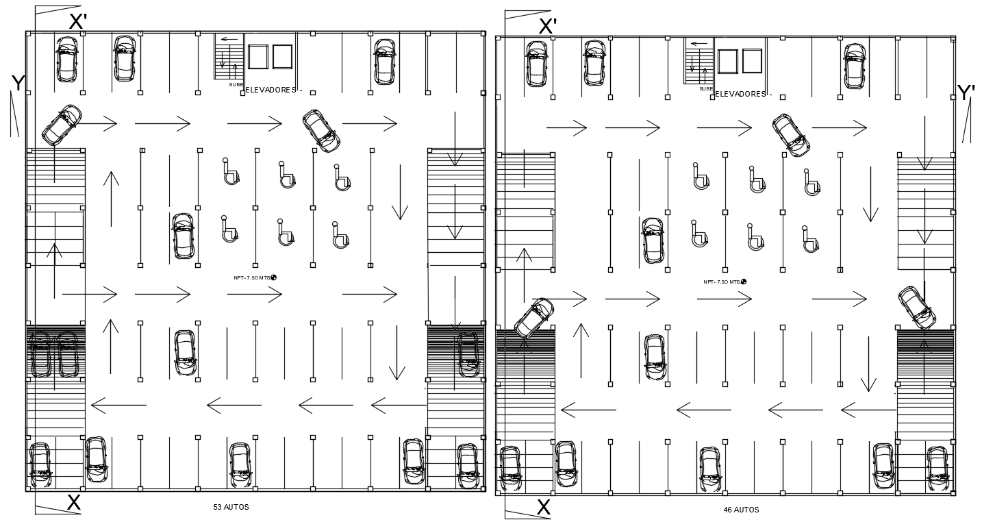 Parking layout cad drawing is given in this cad file. Download this cad file now.