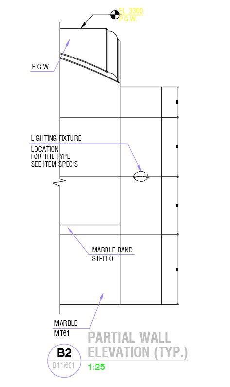 Partial wall elevation details in AutoCAD 2D drawing, dwg file, CAD file