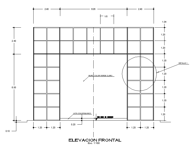 Partition Wall And Gate Front Elevation Design Download DWG File