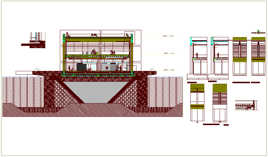 Passenger shipment door design view with construction detail dwg file