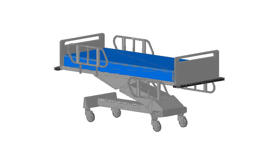 Patient adjustable bed 3d block cad drawing details dwg file