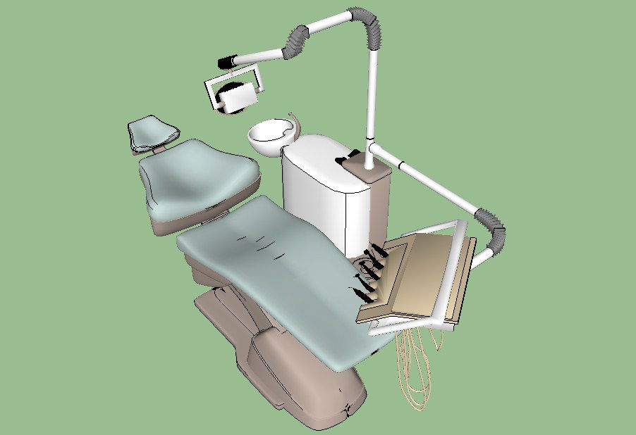 Patient chair of clinic 3d model cad drawing details skp file