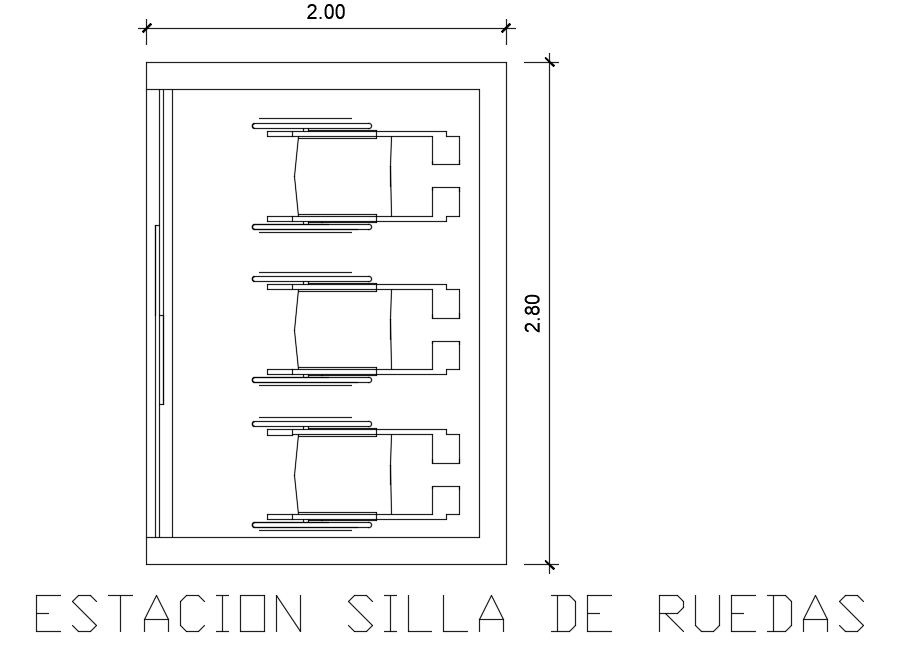 Patient’s wheel chair station plan 2d AutoCAD drawing