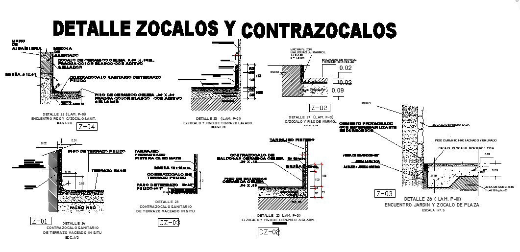 Pavement, side walk and garden construction and landscaping details dwg file